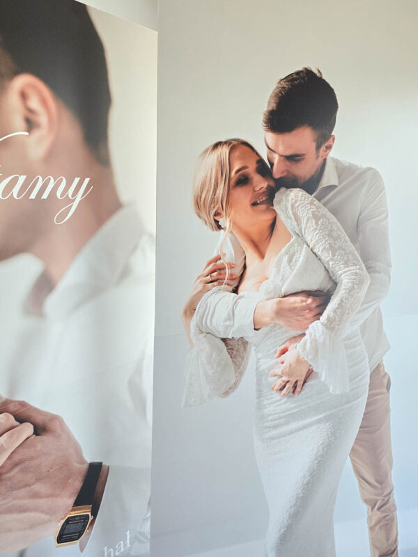 Komplet ścianka ze zdjęciem i tablica powitalna