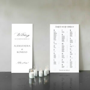 plan stołów plus tablica powitalna