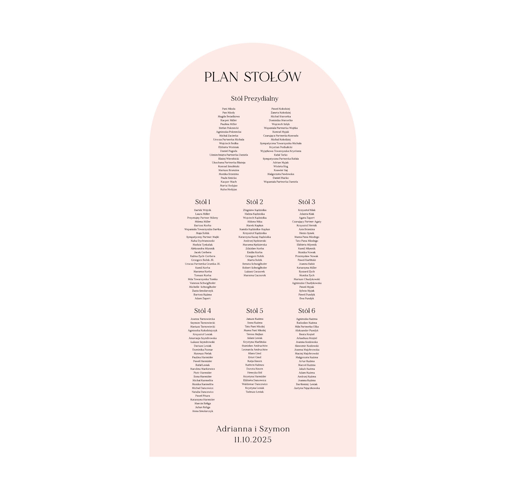 plan stołów z łukiem