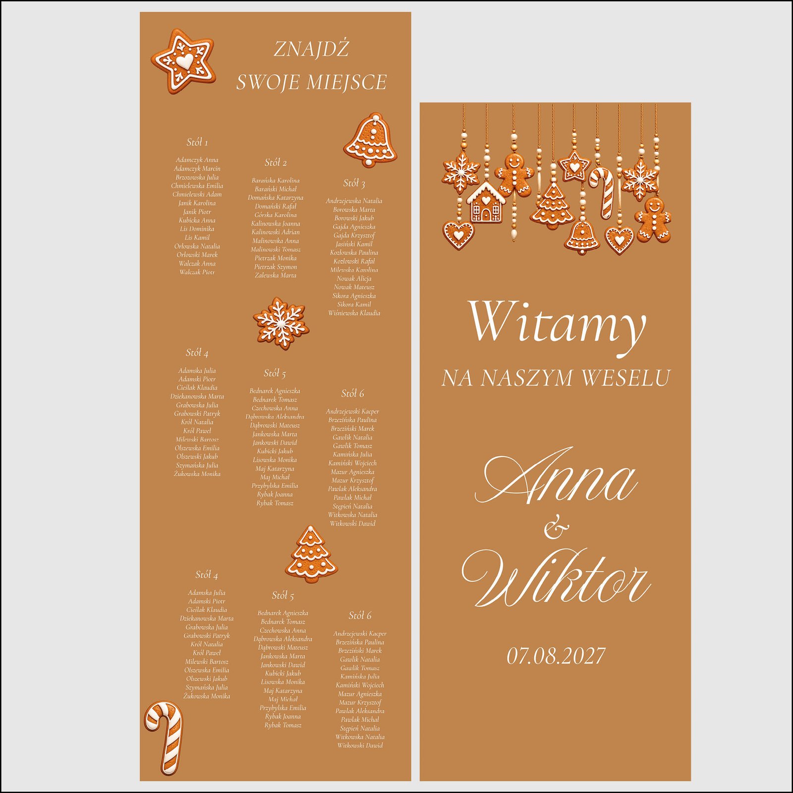 Zestaw GINGER W. - tablica powitalna i plan stołów ze stojakami - obrazek 2