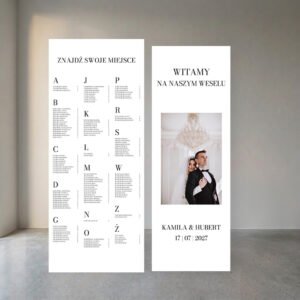 Zestaw - plan i tablica powitalna ze zdjęciem z stojakiem