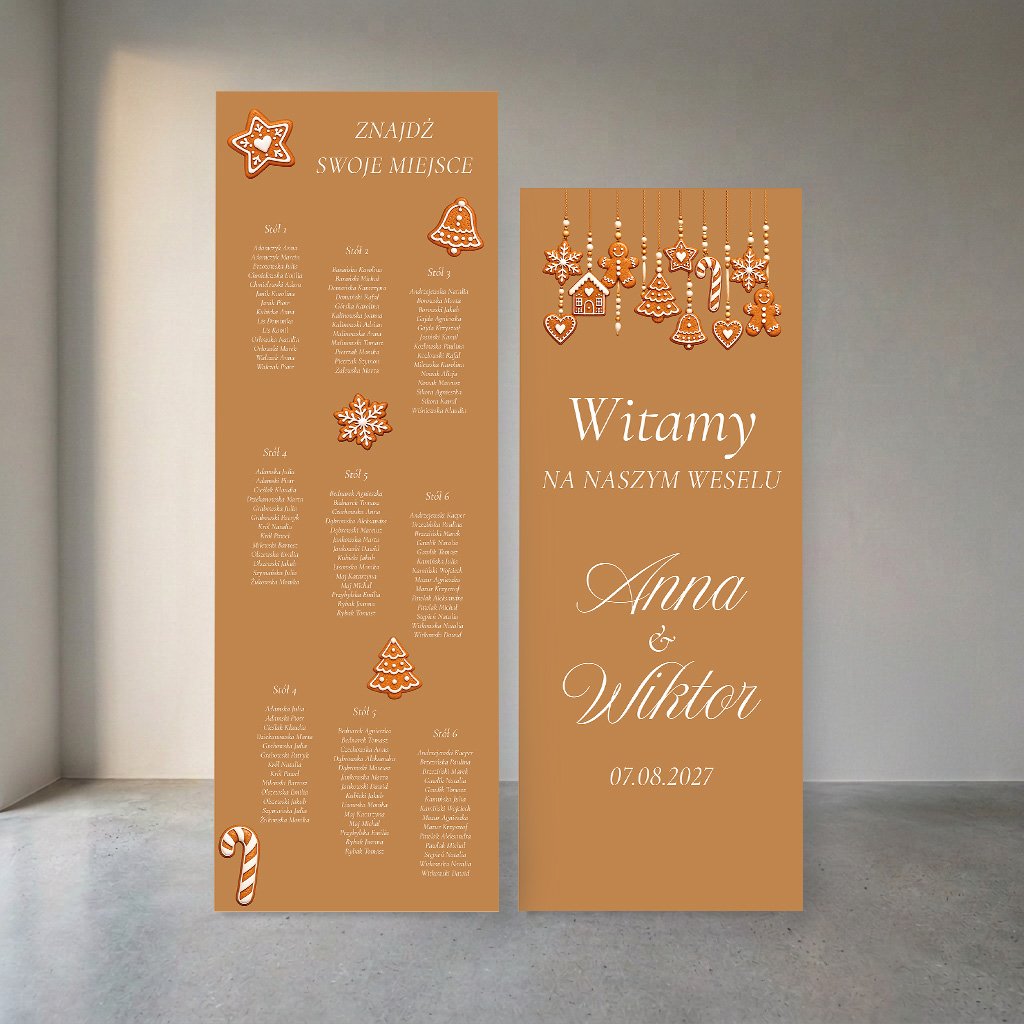 Zestaw GINGER W. - tablica powitalna i plan stołów ze stojakami